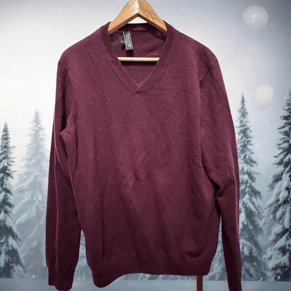 Elegant Maroon V-Neck 100% cashmeremade in Italy size large